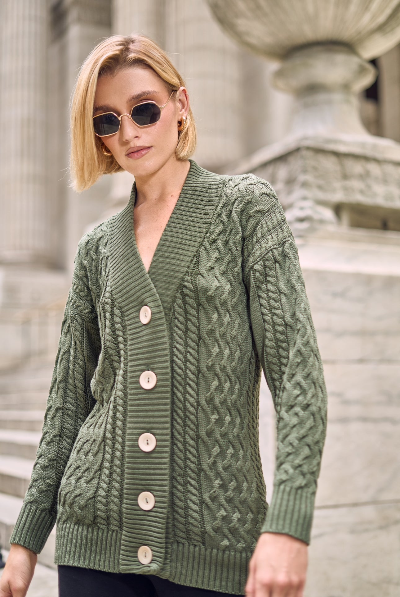 AVRA GREEN CARDIGAN