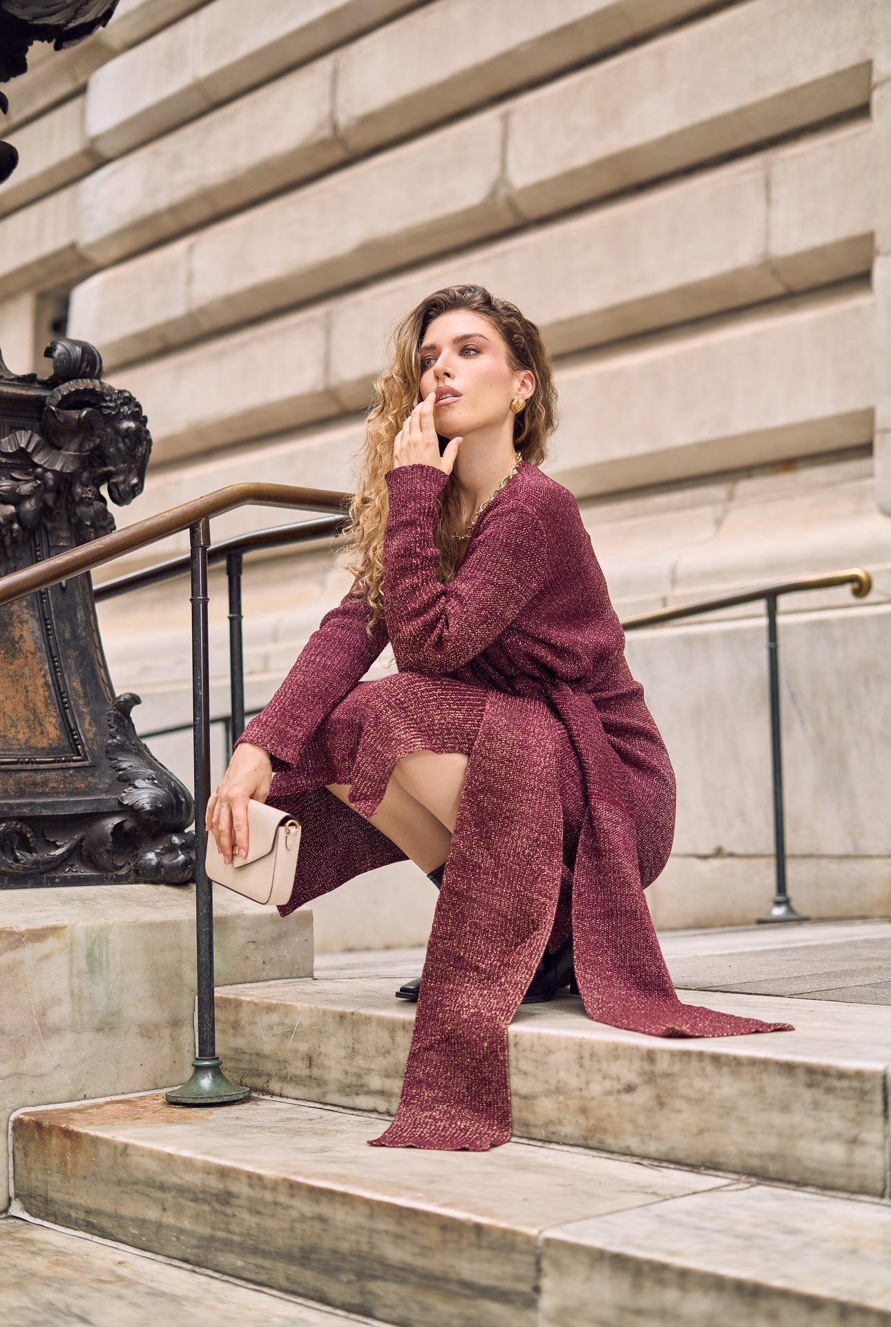 MAREA BURGUNDY-GOLD DRESS