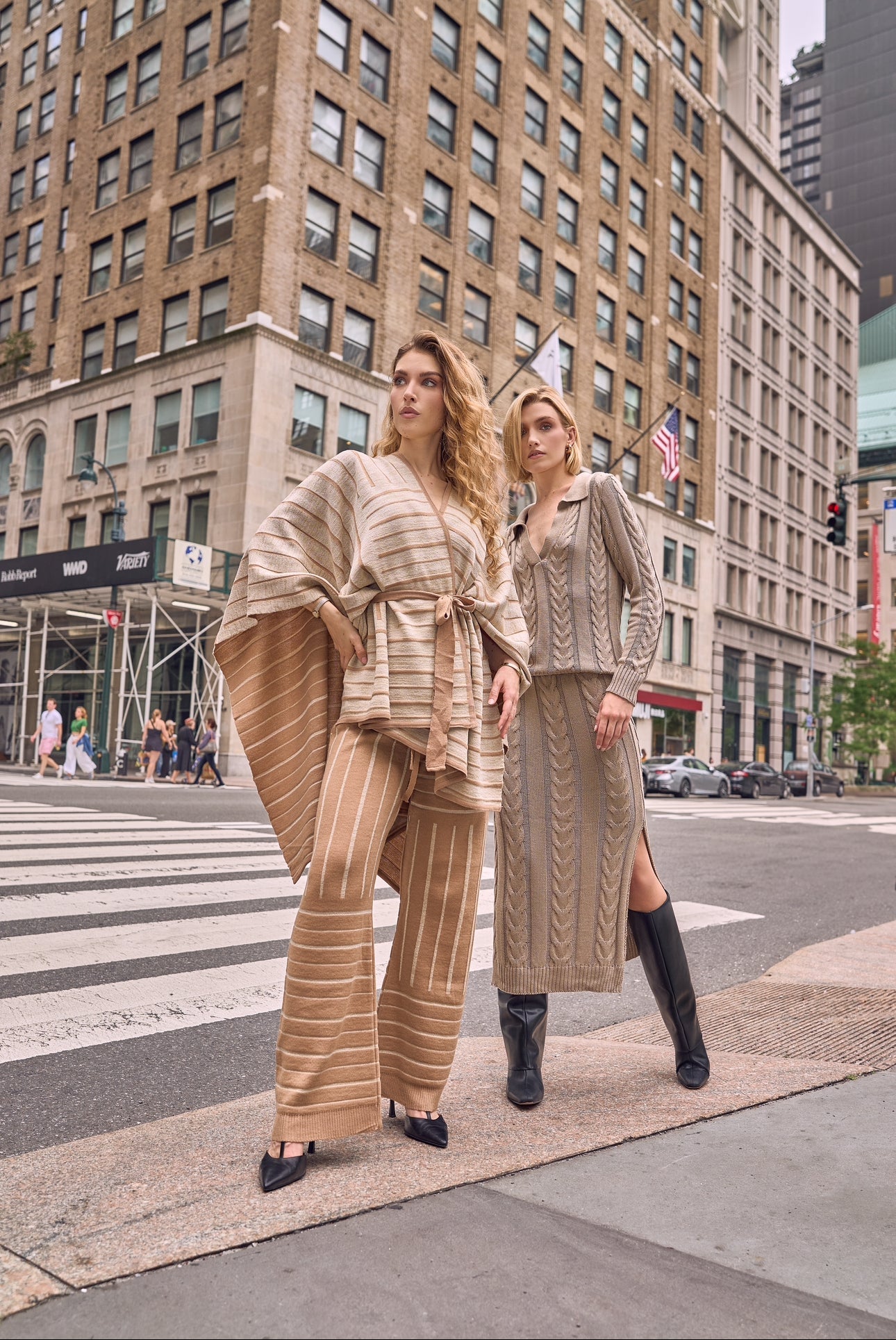 NOBU BEIGE-GOLD PANTS AND SHAWL SET