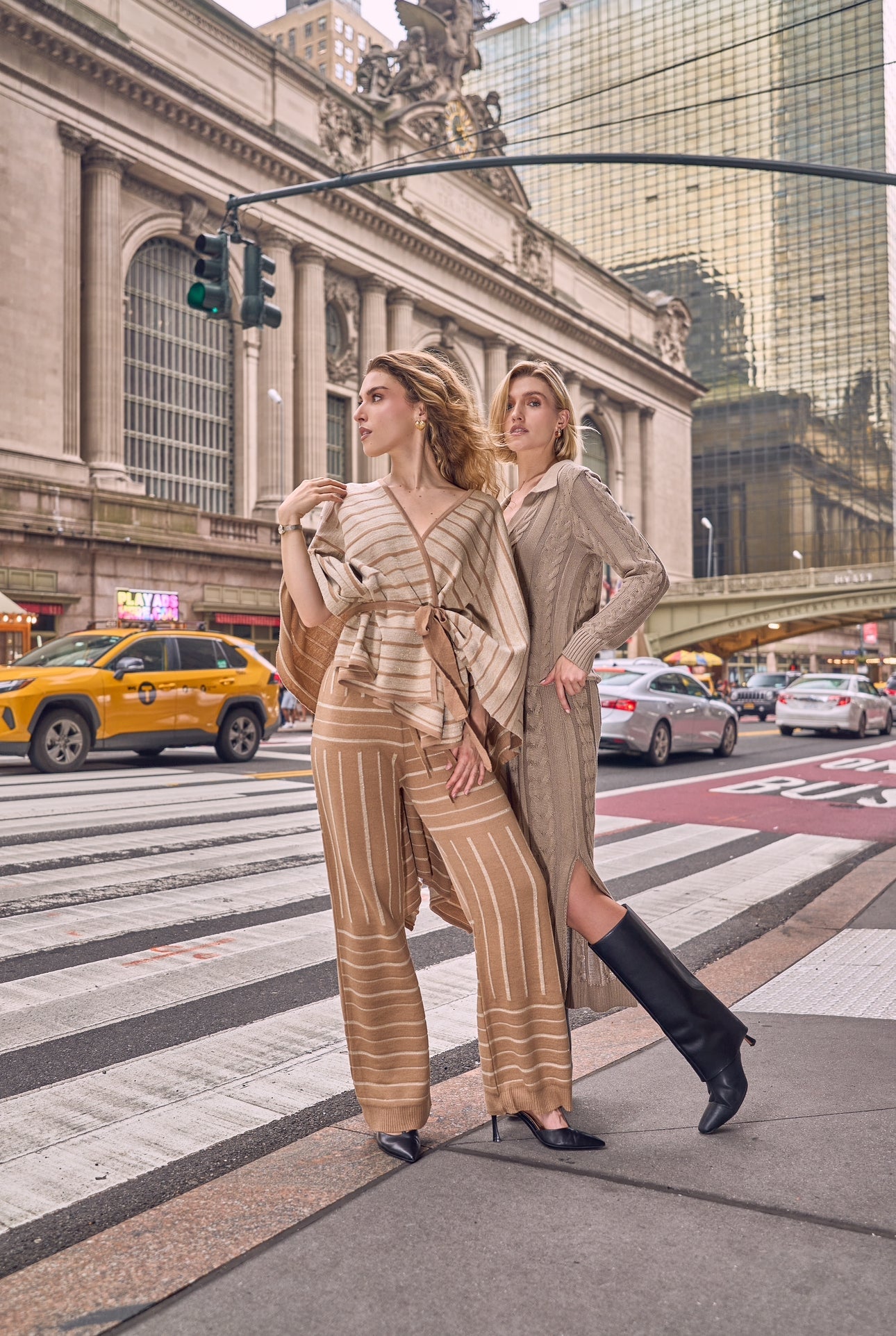 NOBU BEIGE-GOLD PANTS AND SHAWL SET